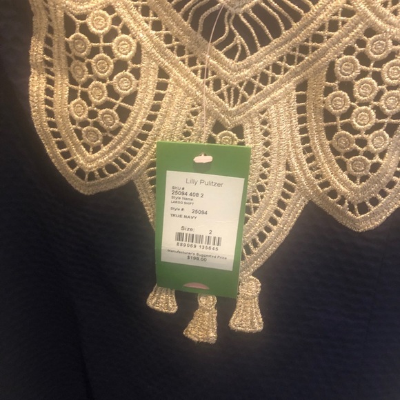 Navy Dress with gold collar detail - Picture 4 of 4